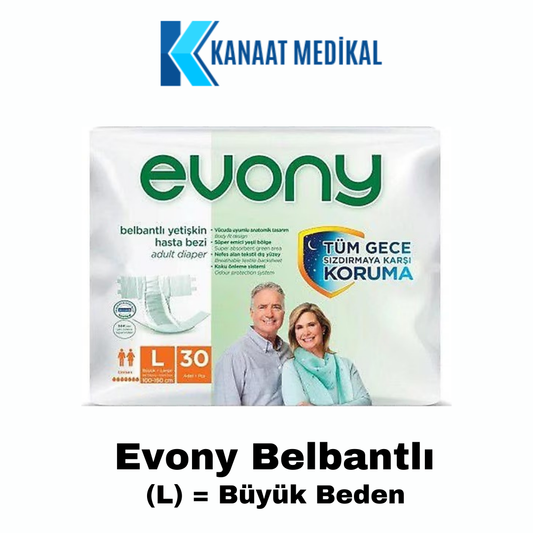 Evony Hasta Bezi Yetişkin Bel Bantlı Büyük Boy (L) 30’lu (1 Paket)