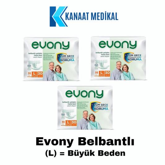 Evony Hasta Bezi Yetişkin Bel Bantlı Büyük Boy (L) 90’lu (3 Paket)