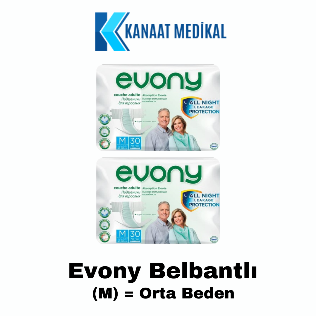 Evony Belbantlı Hasta Bezi Orta Boy (M) 60'Adet 2 Paket