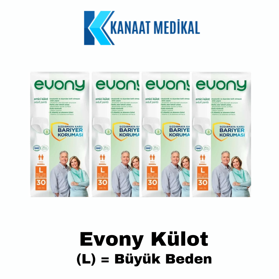 Evony Emici Külot Büyük Boy (L) 120’li 4 Paket Hasta Bezi