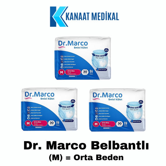 Dr. Marco Bel Bantlı Orta Boy (M) Yetişkin Bezi 90 Adet (3 Paket)