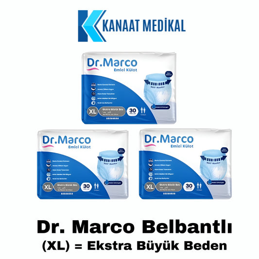 Dr. Marco Bel Bantlı Ekstra Büyük Boy (XL) Yetişkin Bezi 90 Adet (3 Paket)