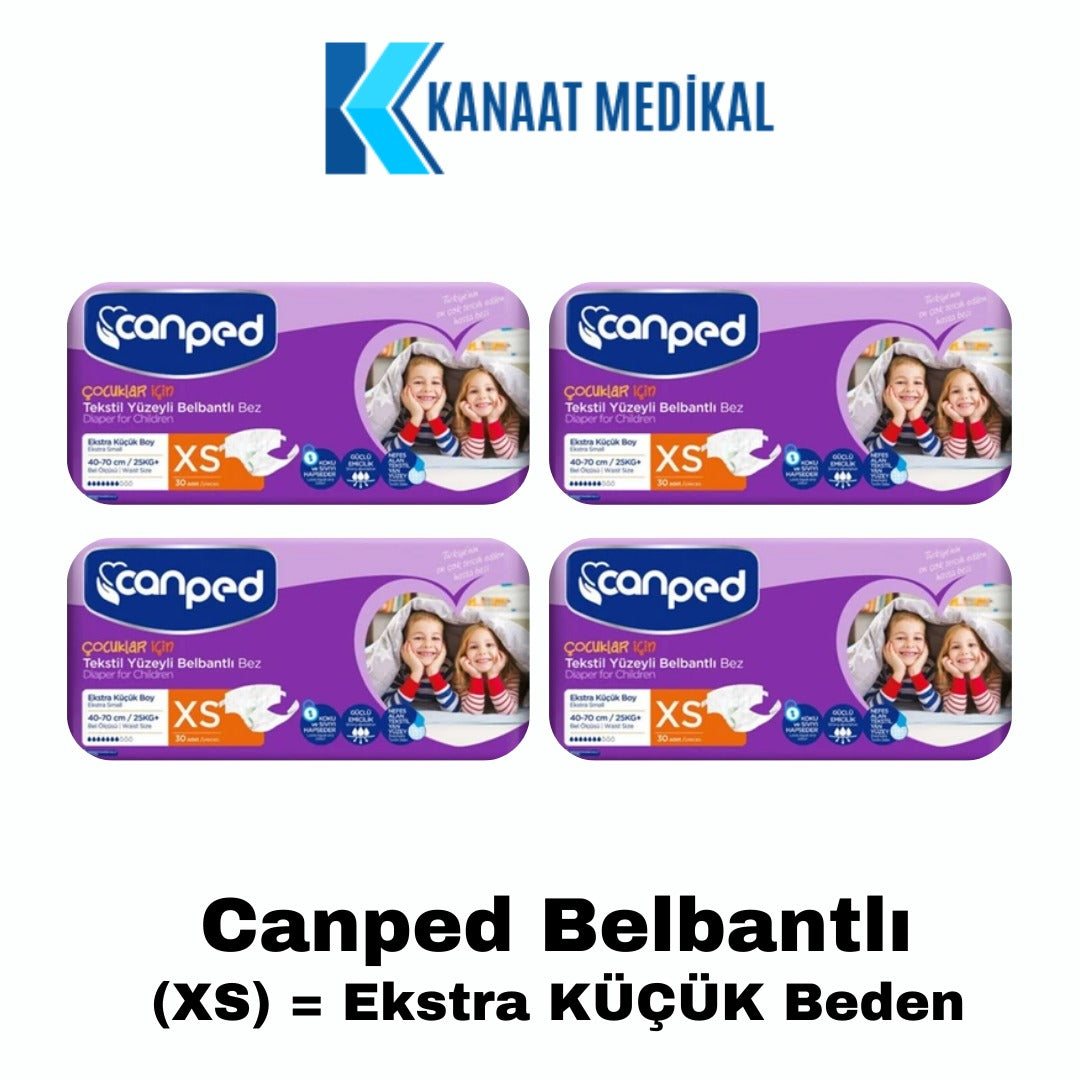 Canped Bel bantlı Ekstra KÜÇÜK Boy Yetişkin Bezi (XS) 120 Adet 4 Paket