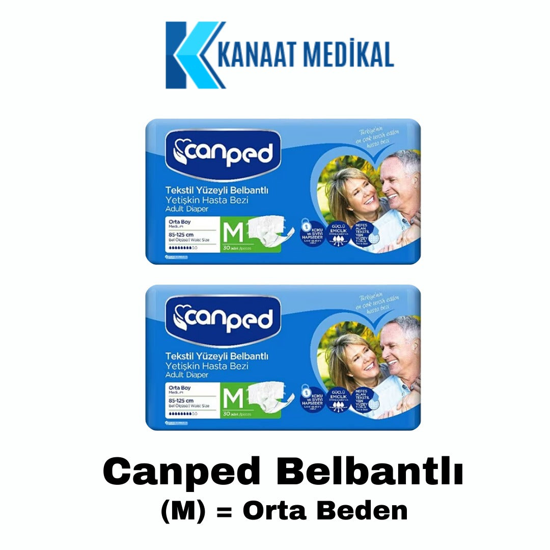 Canped Bel Bantlı Orta Boy Yetişkin Bezi (M) 60 Adet 2 Paket