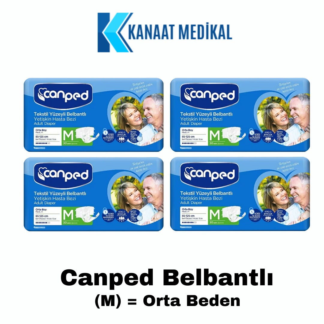 Canped Bel Bantlı Orta Boy Yetişkin Bezi (M) 120 Adet 4 Paket