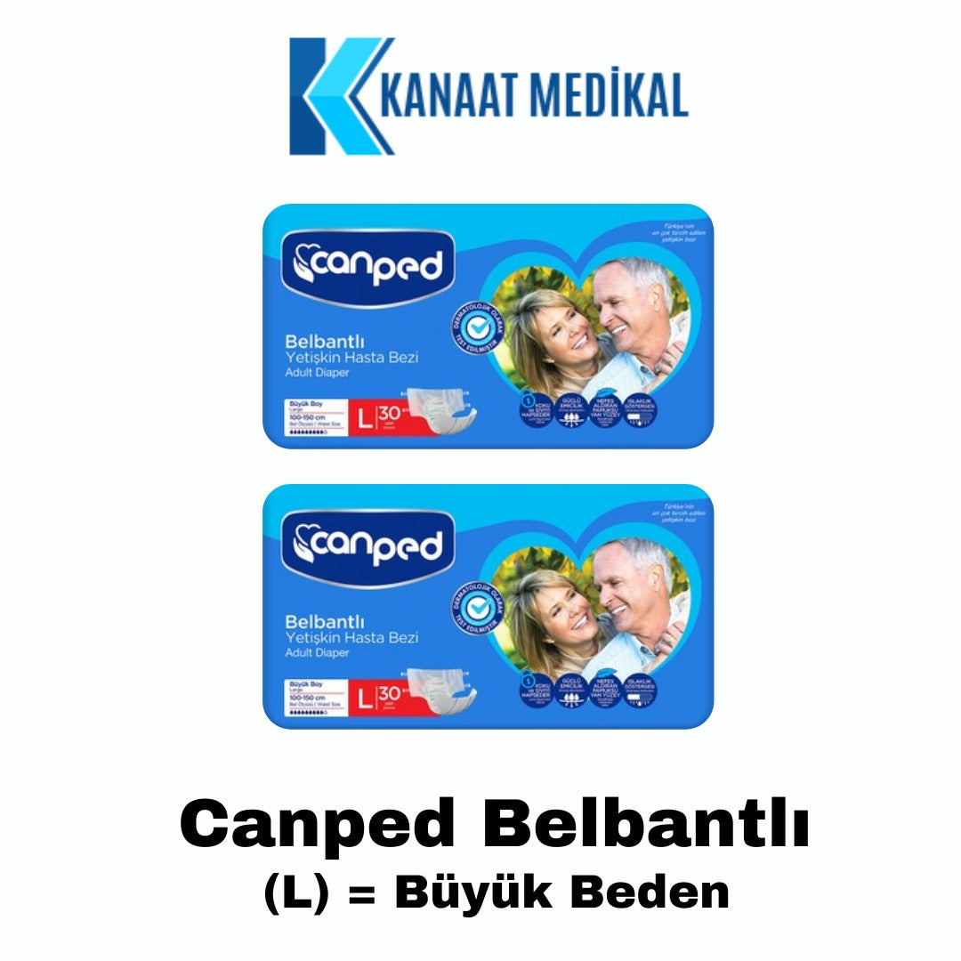 Canped Bel Bantlı Büyük Boy Yetişkin Bezi (L) 60 Adet 2 Paket