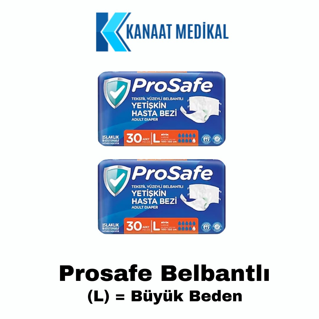 Prosafe Bel Bantlı Büyük Boy Yetişkin Bezi (L) 60 Adet 2 Paket