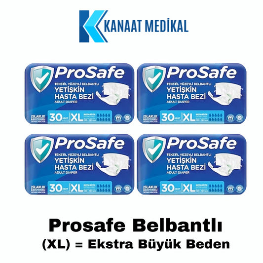 Prosafe Bel Bantlı Ekstra Büyük Boy Yetişkin Bezi (XL) 120 Adet 4 Paket