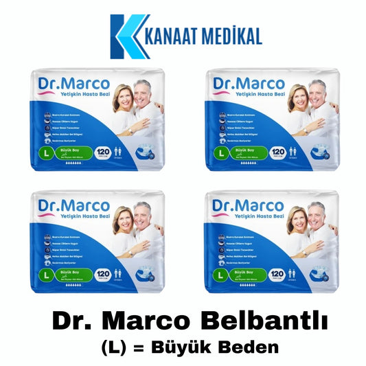 Dr. Marco Bel Bantlı Büyük Boy (L) Yetişkin Bezi 120 Adet (4 Paket)